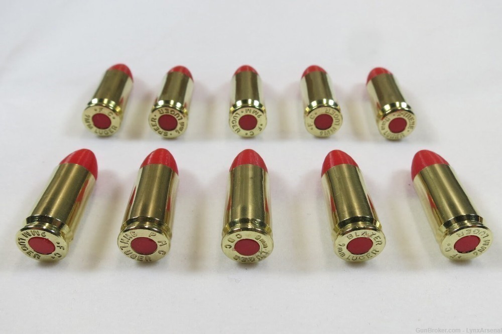 9mm Luger Brass Snap caps / Dummy Training Rounds - Set of 10 - Red-img-4