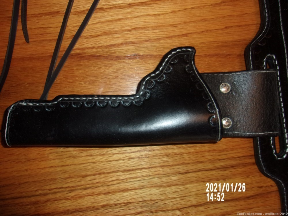Double Holster Kiln Dyed Black Leather 22 Cal. Fits most 6" Barrels-img-7