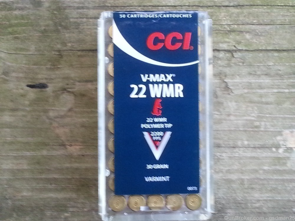 CCI V-Max 22 Win Mag 30gr Polymer Tip 2200 FPS 50 Round Box-img-0