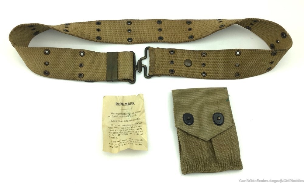 US WWI COLT 1911 GOVERNMENT MODEL PISTOL BELT WITH DUAL MAGAZINE POUCH-img-0