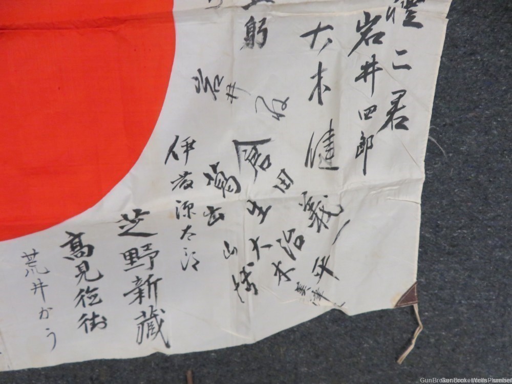 JAPANESE WW2 HINOMARU MEATBALL FLAG W/ SIGNED KANJI CHARACTERS NICE MARKING-img-7