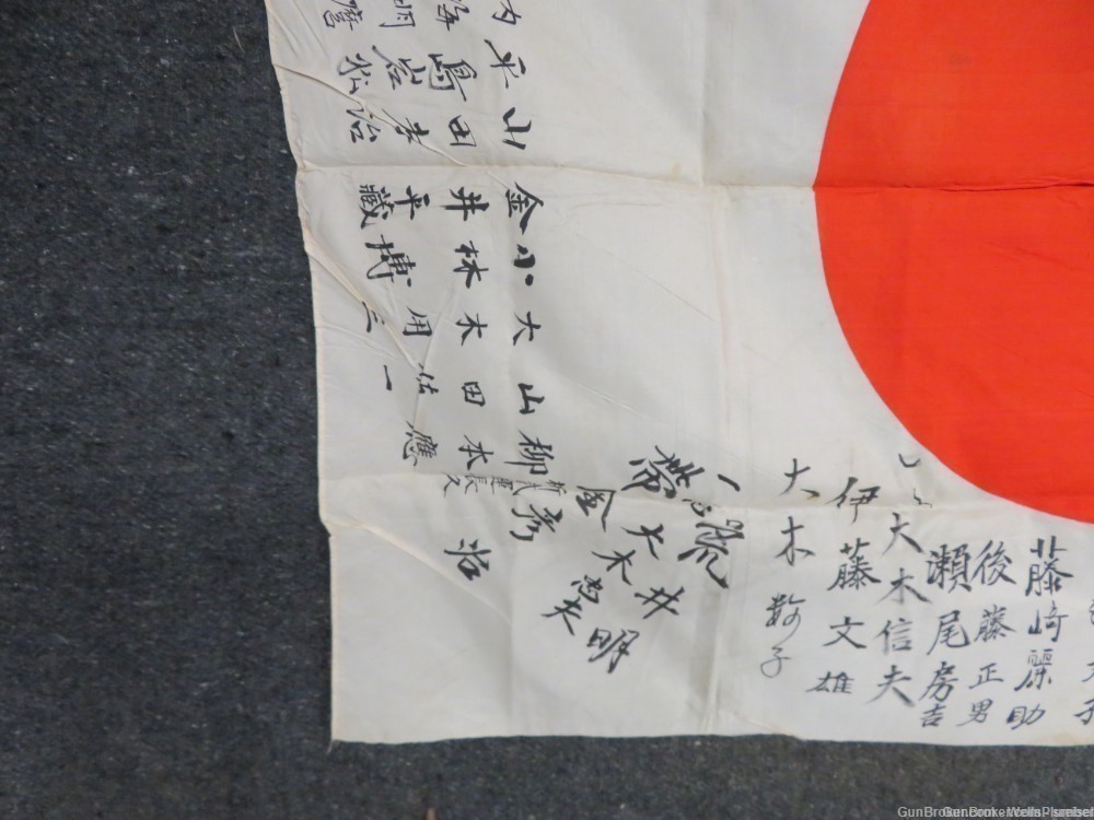 JAPANESE WW2 HINOMARU MEATBALL FLAG W/ SIGNED KANJI CHARACTERS NICE MARKING-img-5