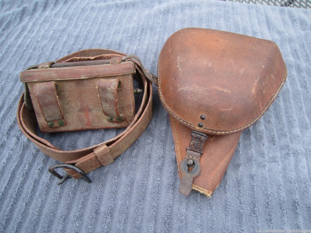JAPANESE WWII TYPE 14 NAMBU HOLSTER WITH COMBAT BELT AND AMMO POUCH (RARE)-img-4