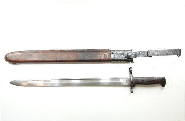 US ROCK ISLAND MODEL 1905 BAYONET w/ LEATHER COVERED SCABBARD DATED 1906-img-1