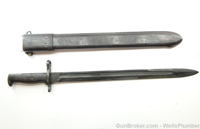 US SPRINGFIELD ARMORY MODEL 1905 BAYONET w/ LEATHER COVERED SCABBARD (1910)-img-16