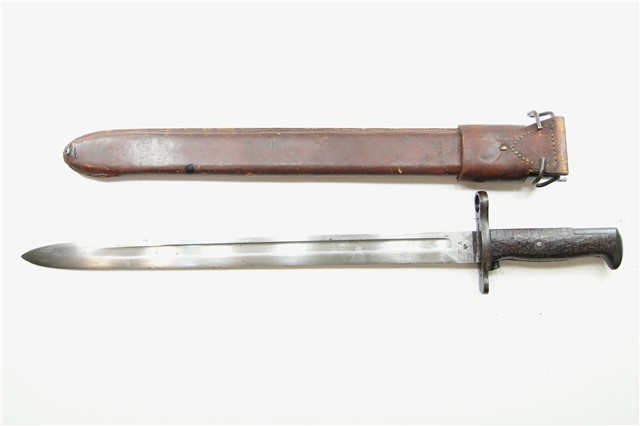 US SPRINGFIELD ARMORY MODEL 1905 BAYONET w/ LEATHER COVERED SCABBARD (1906)-img-1