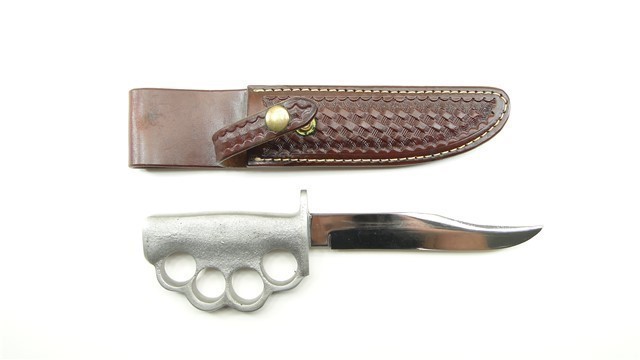 VIETNAM US PARSONS CLIP POINT KNUCKLE TRENCH KNIFE-img-0