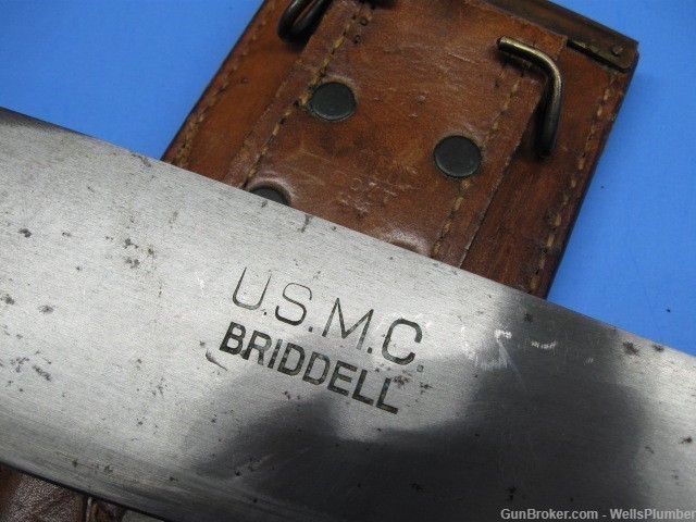 US WWII USMC MEDICAL CORPSMAN BOLO KNIFE WITH USMC 1944 SCABBARD (BRIDDELL)-img-2
