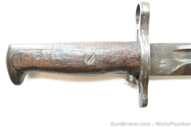 US ROCK ISLAND ARMORY MODEL 1905 BAYONET w/ LEATHER COVERED SCABBARD (1917)-img-4