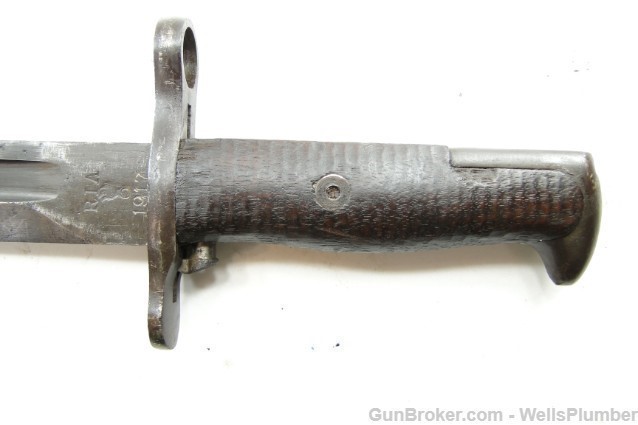 US ROCK ISLAND ARMORY MODEL 1905 BAYONET w/ LEATHER COVERED SCABBARD (1917)-img-7