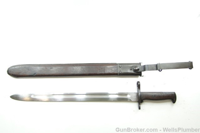 US ROCKISLAND ARMORY MODEL 1905 BAYONET w/ LEATHER COVERED SCABBARD (1906)-img-1