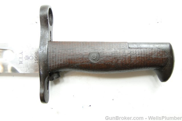 US ROCKISLAND ARMORY MODEL 1905 BAYONET w/ LEATHER COVERED SCABBARD (1906)-img-7
