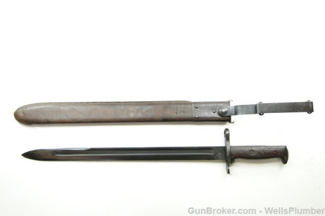 US MODEL 1905 SPRINGFIELD ARMORY BAYONET w/ LEATHER COVERED SCABBARD (1912)-img-1