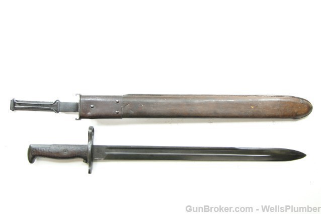US MODEL 1905 SPRINGFIELD ARMORY BAYONET w/ LEATHER COVERED SCABBARD (1912)-img-0