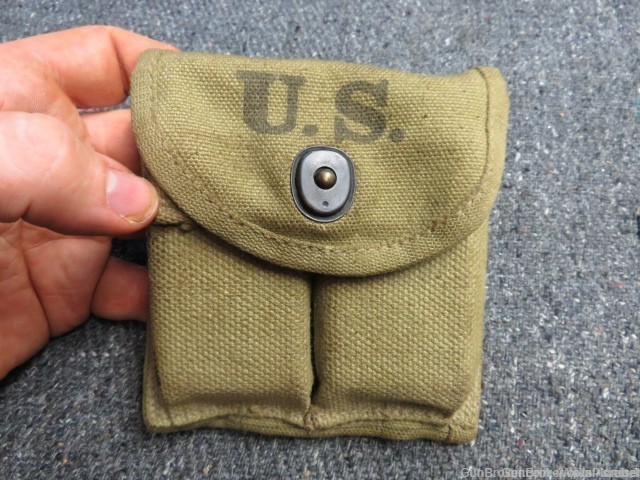 US WWII M1 CARBINE “STOCK TYPE” AMMO POUCH WITH (2) 15-ROUND MAGAZINES-img-8