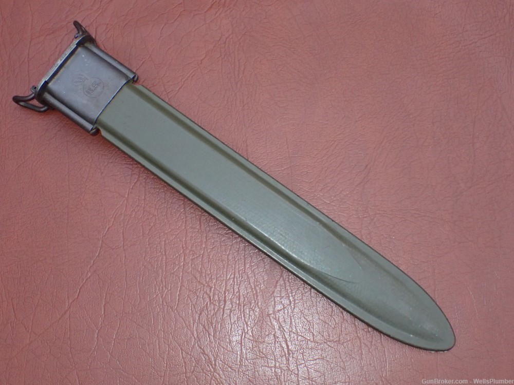 US WWII MODEL 1905E1 1943 WILDE TOOL BAYONET WITH SCABBARD BOWIE TIP (RARE)-img-23