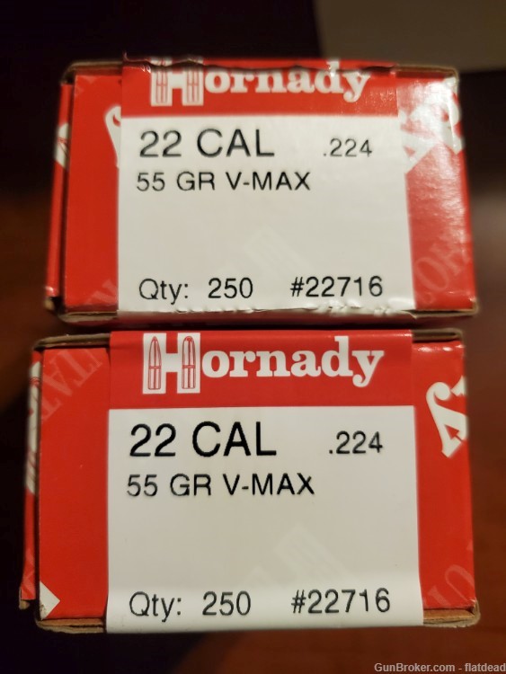 Hornady .224 Caliber 55 Grain V-Max 500 Bullets -img-0