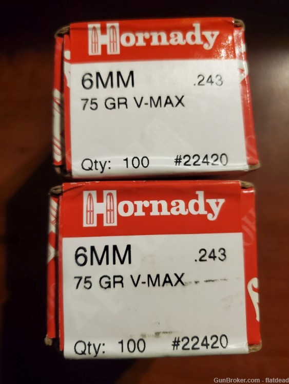 Hornady .243 Caliber 75 Grain V-Max 200 Bullets -img-0