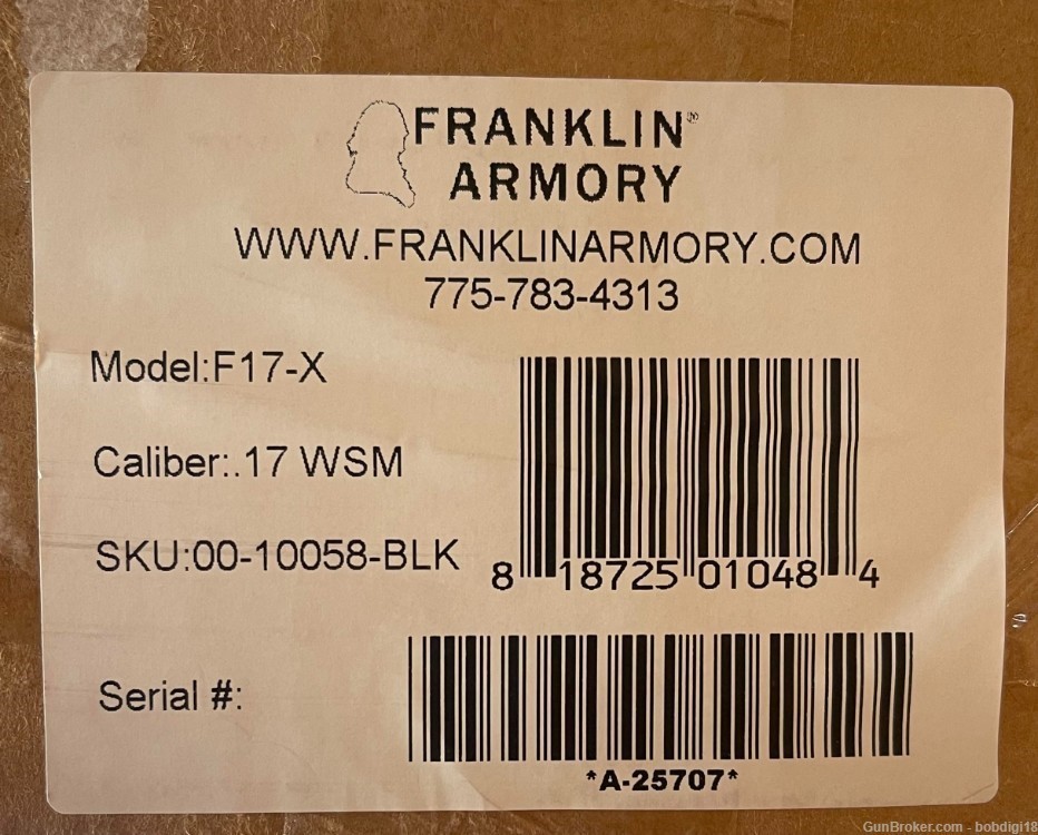 Franklin Armory F17-X .17WSM 16" 20rd Piston AR15 00-10058-BLK NO CC FEES-img-1