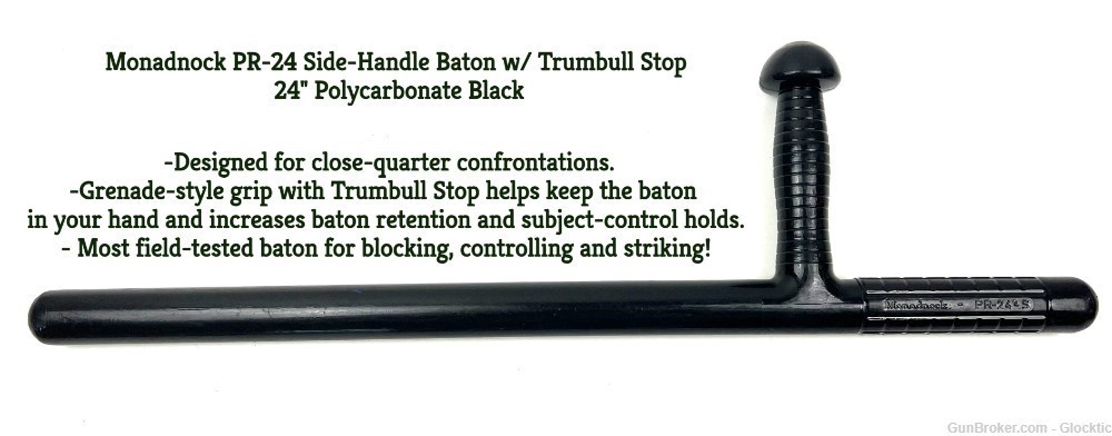 Monadnock PR-24 Side Handle Baton w/ Trumbull Stop 24" Polycarbonate Black-img-0