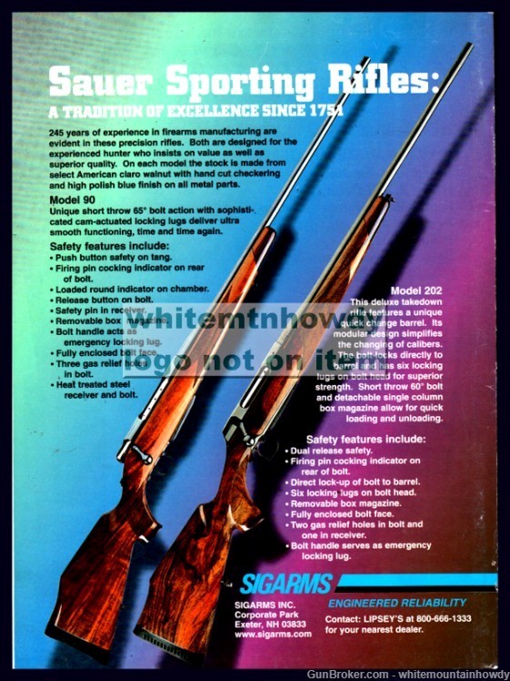 1997 SAUER 90 and 202 Rifle Sigarms SIG AD Gun Advertising-img-0