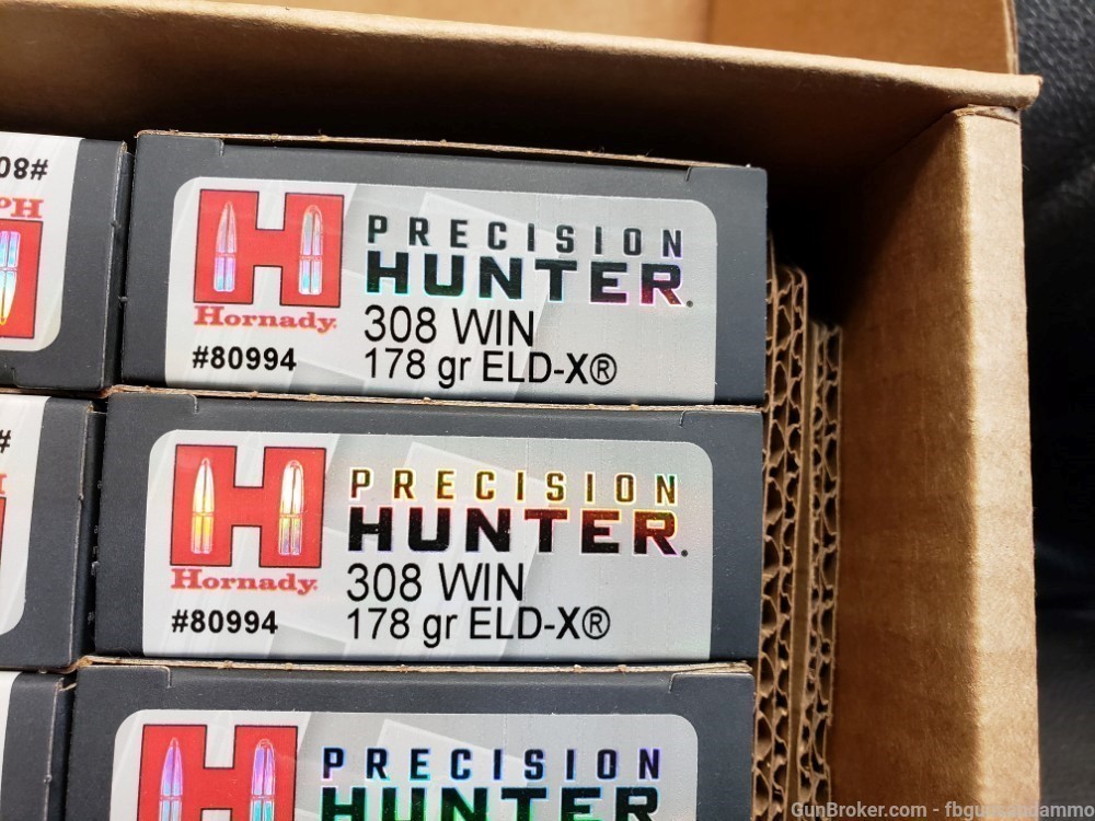IN STOCK 200 ROUNDS HORNADY 308 WINCHESTER ELD-X PRECISION HUNTER 178 ELD X-img-2