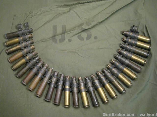 50 Cal BMG Fired Blanks Brass Casing Linked Belt 25pc US Military 1982-img-1
