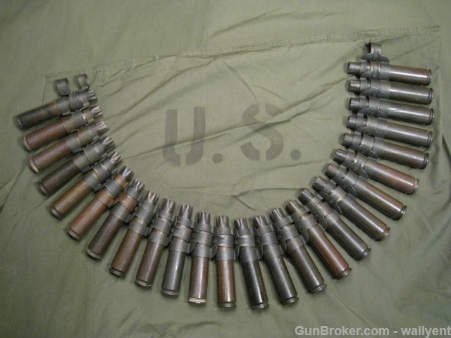 50 Cal BMG Fired Blanks Brass Cases Linked Belt 25pc US Military 1985 LC85 -img-1