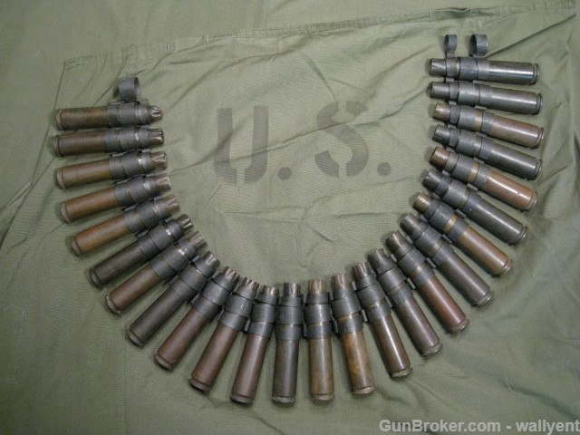 50 Cal BMG Fired Blanks Brass Cases Linked Belt 25pc US Military 1983 LC83-img-1