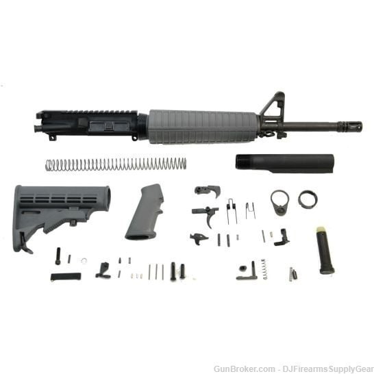 AR-15 Mid-Length 5.56mm 16" Complete Parts Kit w/ Grey Stock, Grip, & Hand-img-0