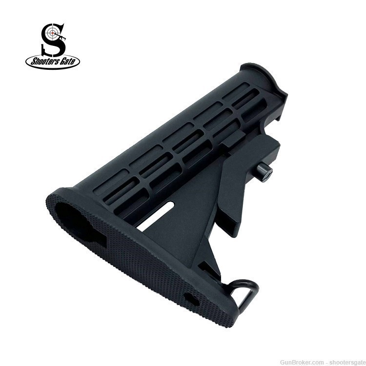 AR-15/AR-10 Milspec Adjustable Stock, Black, Shooters Gate-img-2
