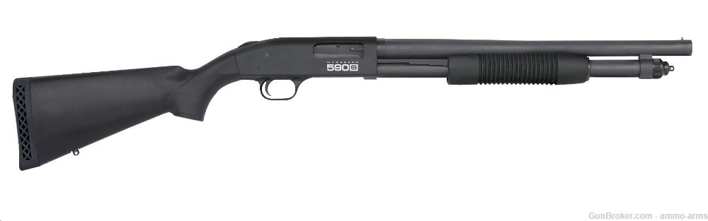 Mossberg 590S Pump-Action 12 Gauge 18.5" Black Synthetic 51603-img-1