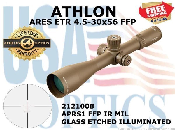 ATHLON, 212100B, ARES ETR 4.5-30x56, 34mm, APRS1 FFP IR MIL Reticle (Brown)-img-0