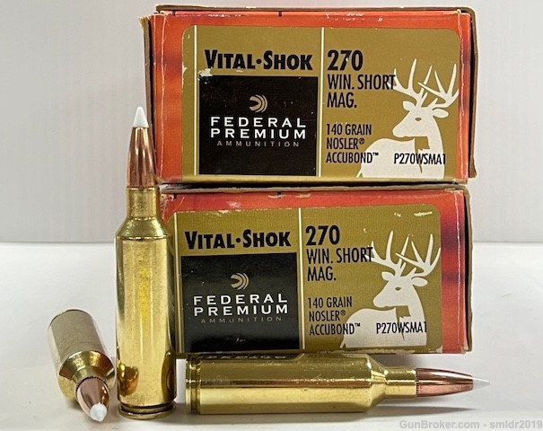 30 Rounds Federal Premium 270 WSM 140gr Nosler Accubond and Brass.-img-0