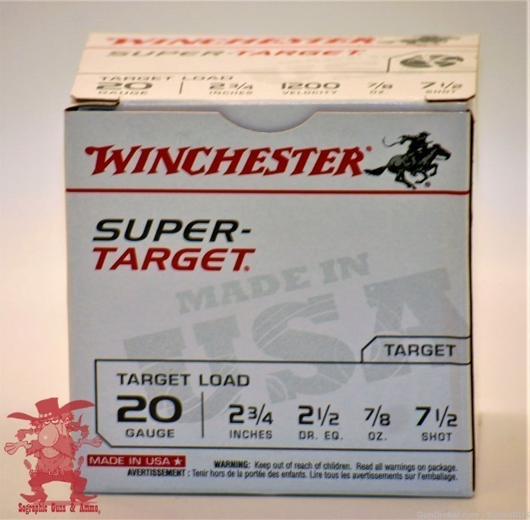 20 ga Winchester Super Target 20 Gauge 2¾" 7/8oz No.7.5 Shot 25 Rounds-img-4