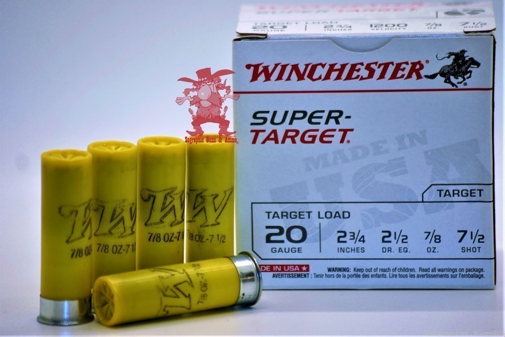 20 ga Winchester Super Target 20 Gauge 2¾" 7/8oz No.7.5 Shot 25 Rounds-img-0
