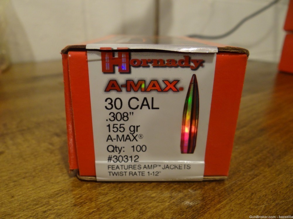  Hornady 30 CAL .308 155 GR A-MAX (open box, 99 count)-img-0