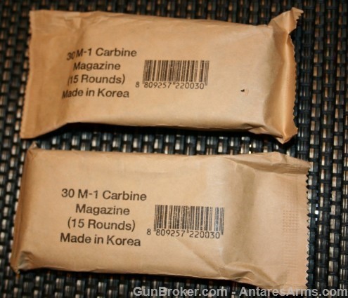 M1 Carbine 15rd Mags Korean NEW .30 (QTY 2)-img-0
