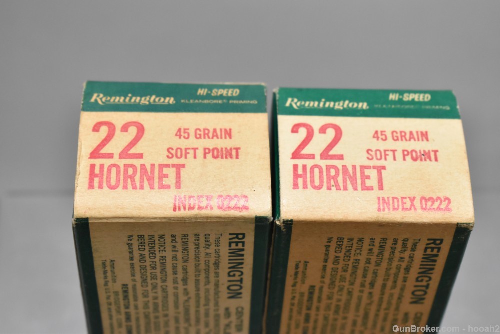 2 Full Boxes 100 Rds Remington Hi Speed 22 Hornet 45 G Soft Point 0222-img-2