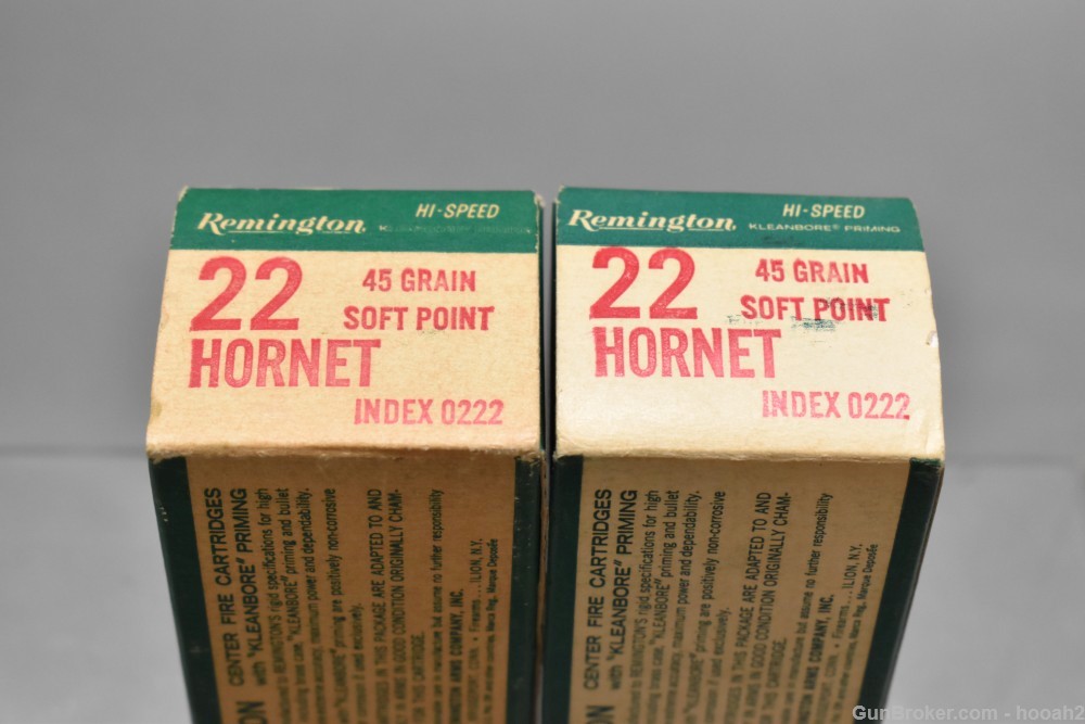 2 Full Boxes 100 Rds Remington Hi Speed 22 Hornet 45 G Soft Point 0222-img-0