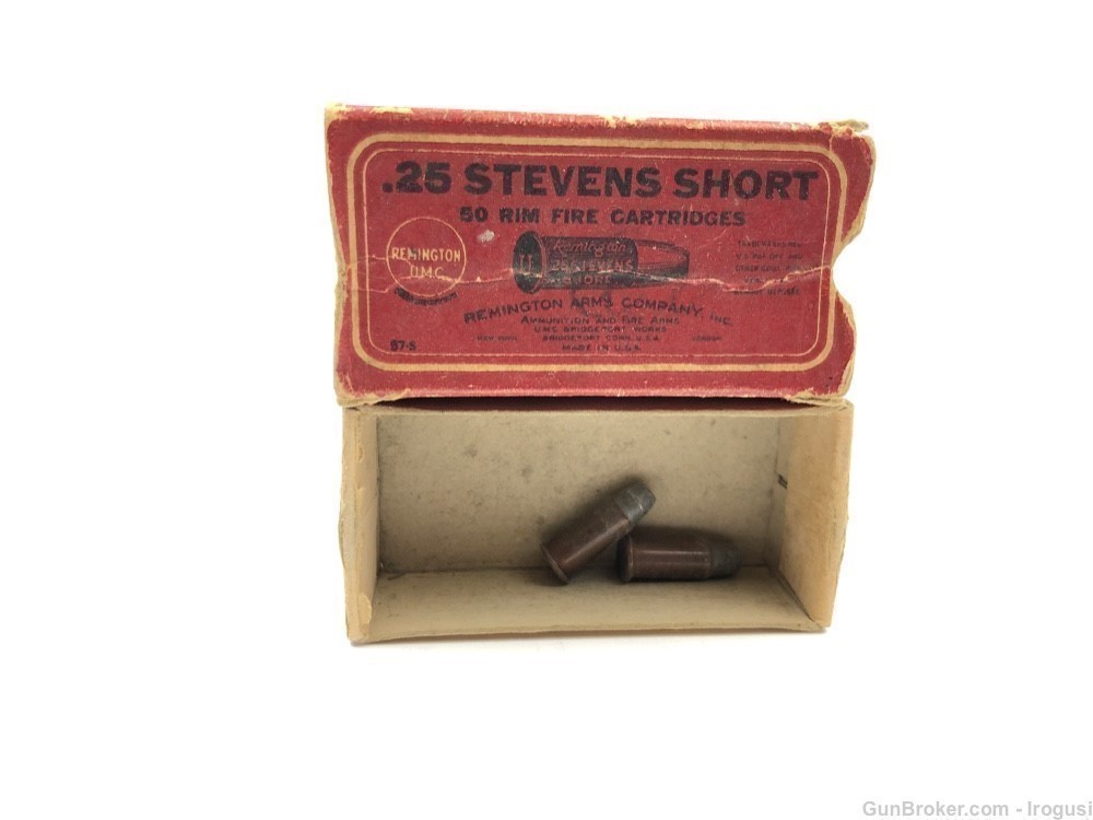 Remington UMC .25 Stevens Short RF Vintage 2 Piece Box 2 Rounds 273-P-img-0