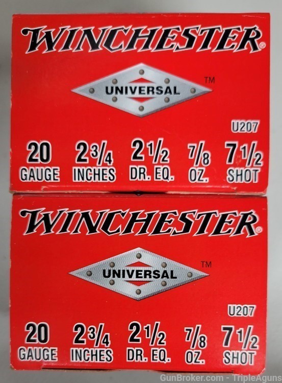 Winchester 20ga #7 1/2 lead shot 2 3/4in lot of 50rds-img-0