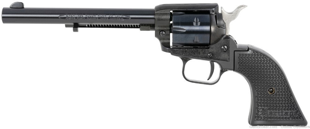 Heritage Rough Rider 22LR 6.5" 6rd SAO Rimfire Revolver RR22B6PG Black Grip-img-1
