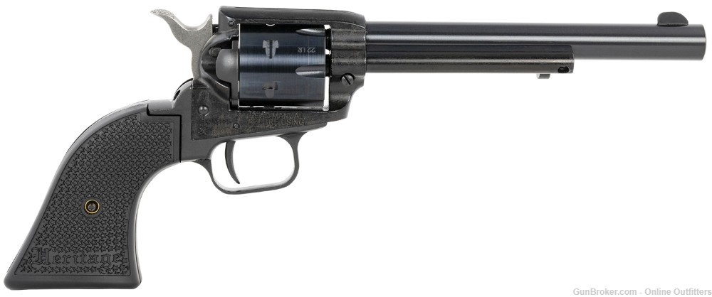 Heritage Rough Rider 22LR 6.5" 6rd SAO Rimfire Revolver RR22B6PG Black Grip-img-0