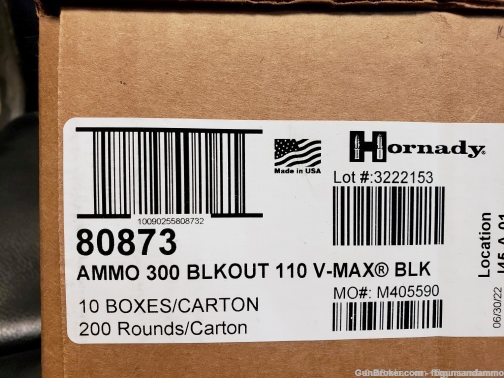 NEW 200 ROUNDS HORNADY .300 BLACKOUT 110 GRAIN V-MAX 300 BLK BLACK OUT VMAX-img-0