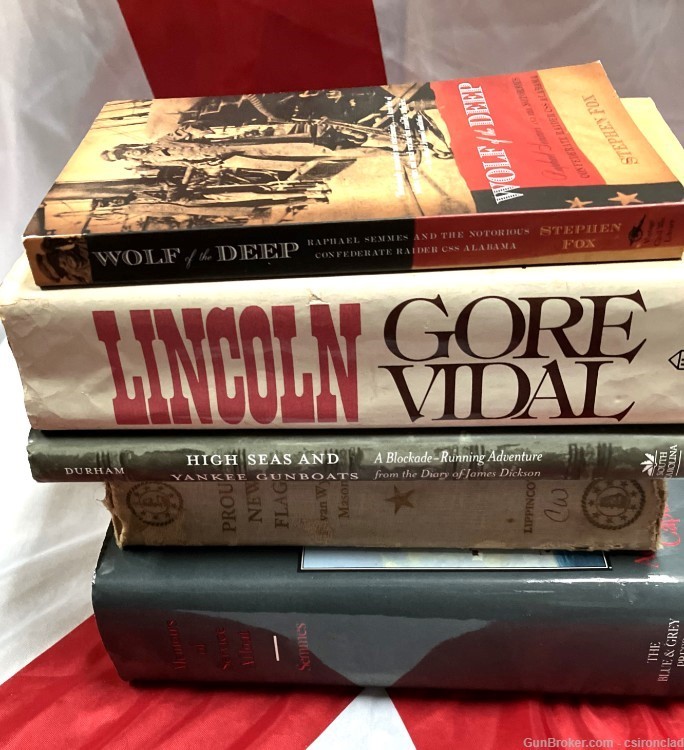 Civil War Books, a stack of books, five items.-img-0