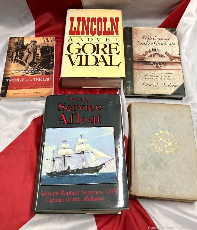 Civil War Books, a stack of books, five items.-img-1