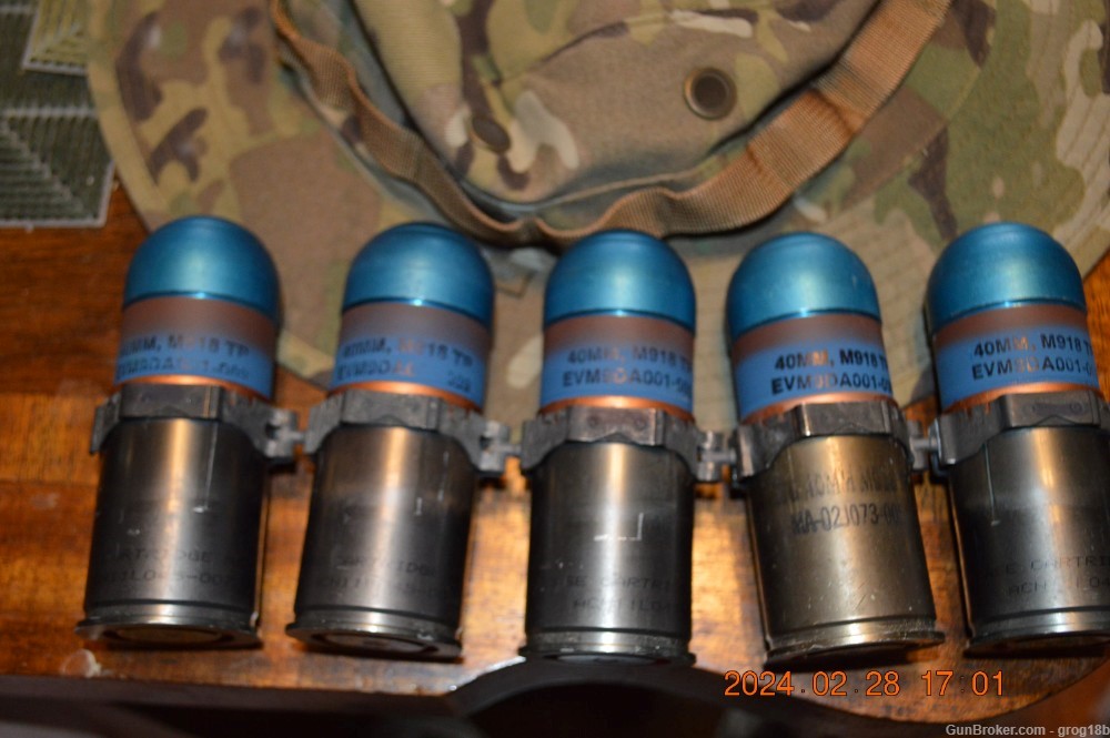 40MM M918 TP grenade belt of 5 INERT rounds-img-0