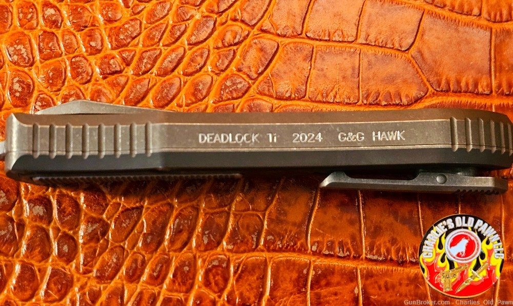 2024 G&G Hawk Knife Designs Deadlock Model "C" Gold Fat Carbon Inlay -img-6