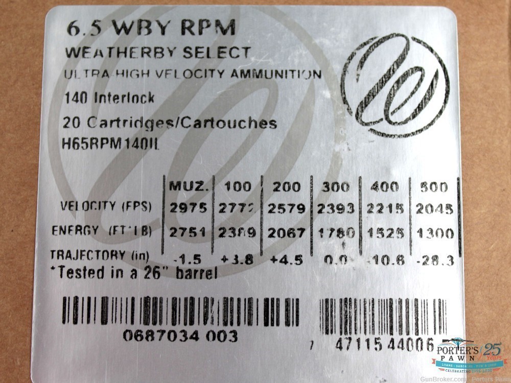 Weatherby Select 6.5 Wby RPM 140 gr Interlock Ammo - 20 Rounds-img-0